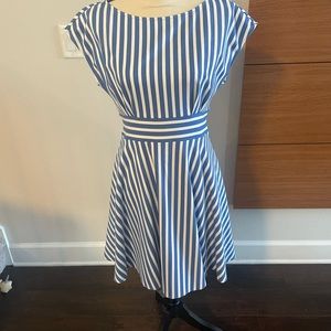 Kate Spade Blue and White Striped Asymmetrical Dress